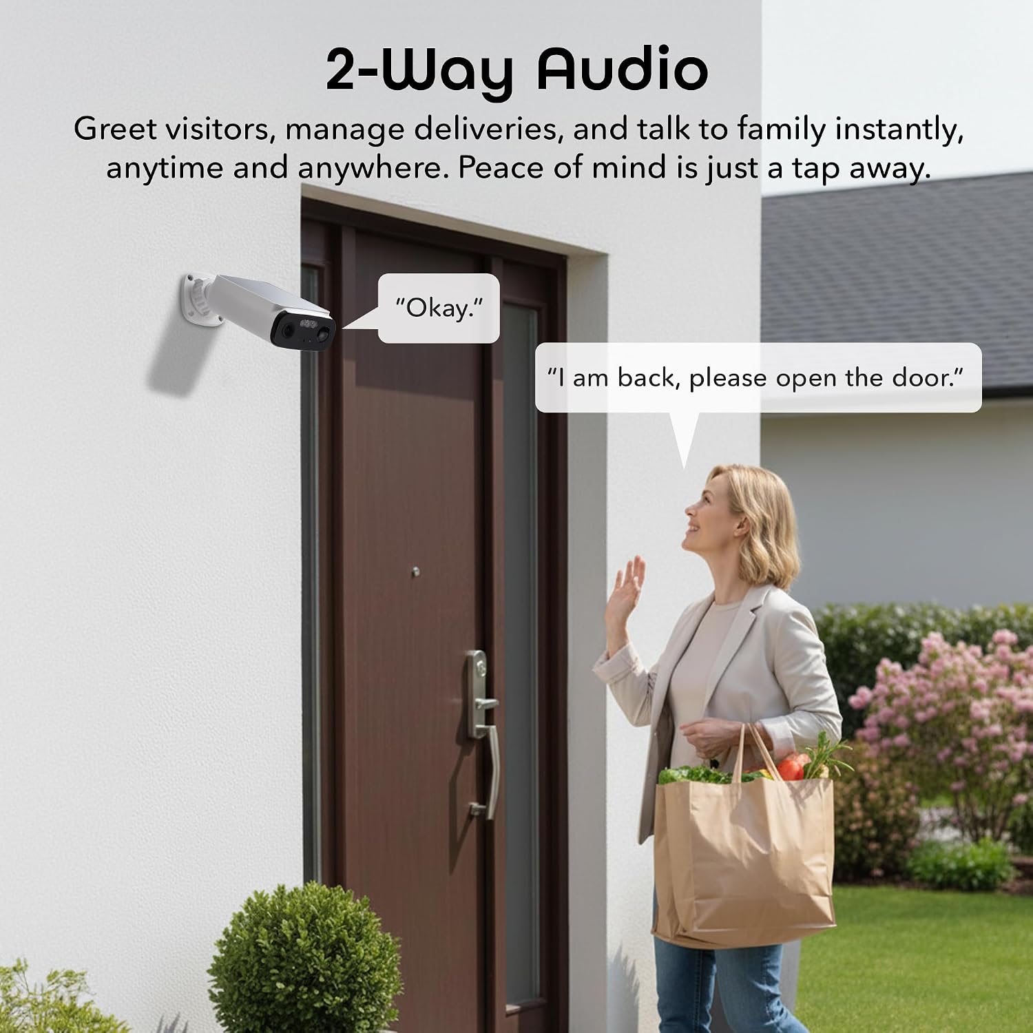 Geeni Falcon Smart Solar Battery Camera 2K+ – Outdoor Camera Wireless, Weather Resistant with Solar-Powered Battery, Motion Alerts, Color Night Vision, Two-Way Audio — 2-Pack, White