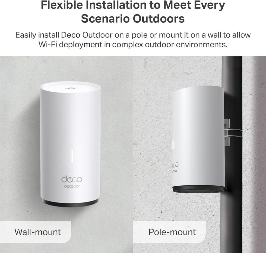 TP-Link Deco Outdoor Mesh WiFi (X50-Outdoor) – AX3000 Dual Band WiFi 6 Mesh, Dual Gigabit Ports, Weatherproof, Works with Deco Mesh, Pole/Wall/Table Mount, 1-Pack
