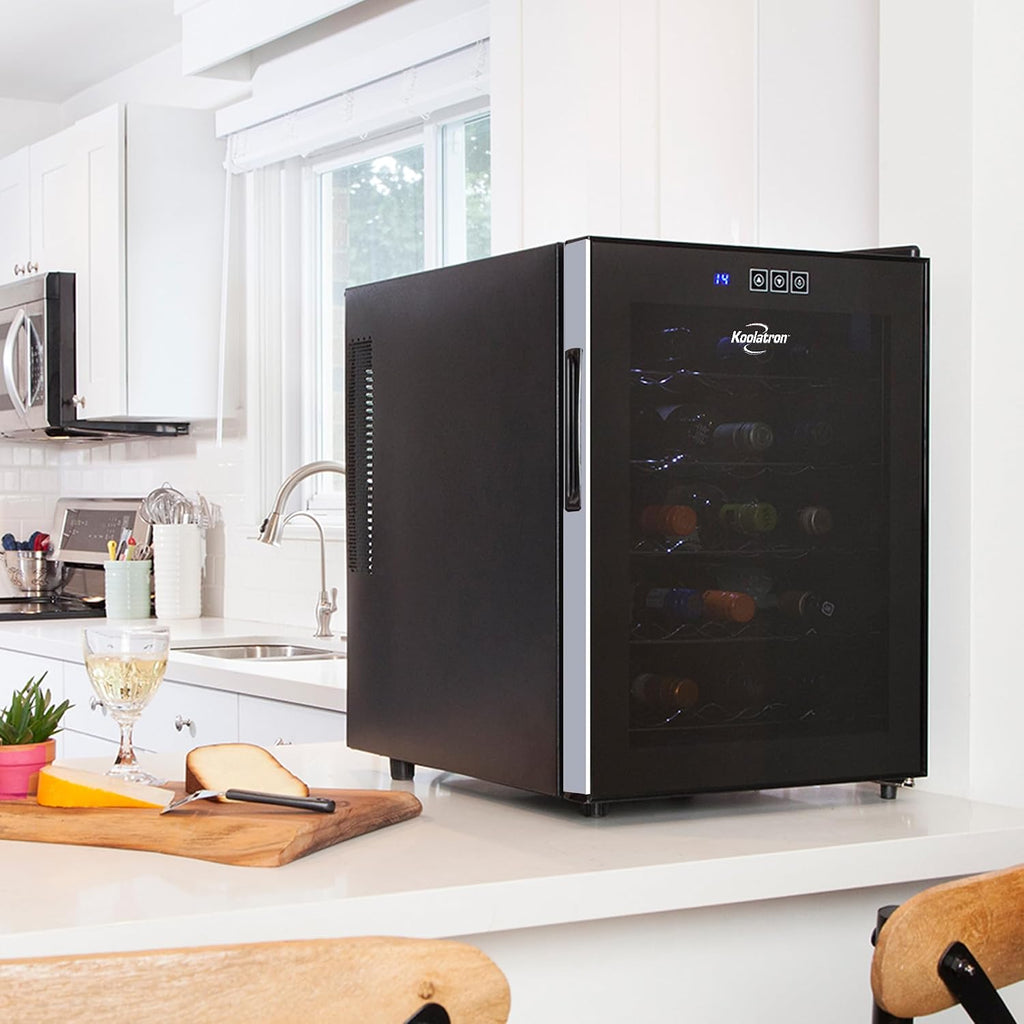 Koolatron 20 Bottle Wine Fridge – Freestanding Wine Cooler with Glass Door, 1.7 Cu Ft (48L), Beverage Can Refrigerator, Digital Temperature Control, Ideal for White, Red & Sparkling Wine, Champagne