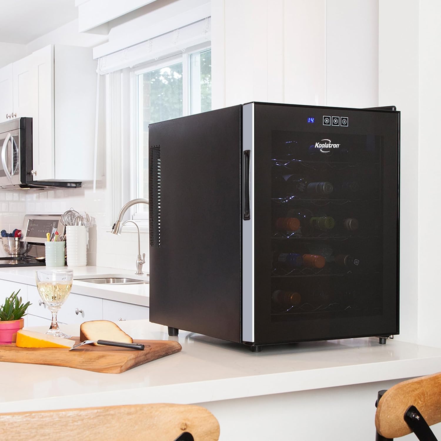 Koolatron 20 Bottle Wine Fridge – Freestanding Wine Cooler with Glass Door, 1.7 Cu Ft (48L), Beverage Can Refrigerator, Digital Temperature Control, Ideal for White, Red & Sparkling Wine, Champagne