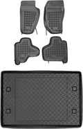 Rezaw-Plast Floor Mats & Cargo Liner for Jeep Liberty 2008–2012 – Custom Fit, Heavy Duty Rubber Mats, Waterproof All-Weather Interior Protection, Flat PE Trunk Mat, Odorless, Black