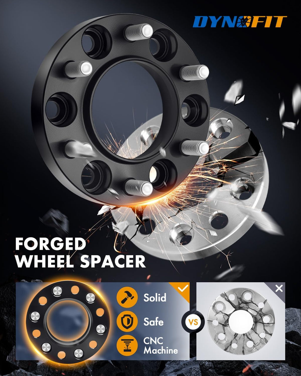 dynofit 1' 6x5.5 Wheel Spacers Hub Centric for 2022-2026 Tundra,Forged 4Pcs 95.2mm M14x1.5 Spacers for 2025+ 4Runner/2024+ Tacoma/Sequoia/Land Cruiser 6x139.7 6-Lug Truck