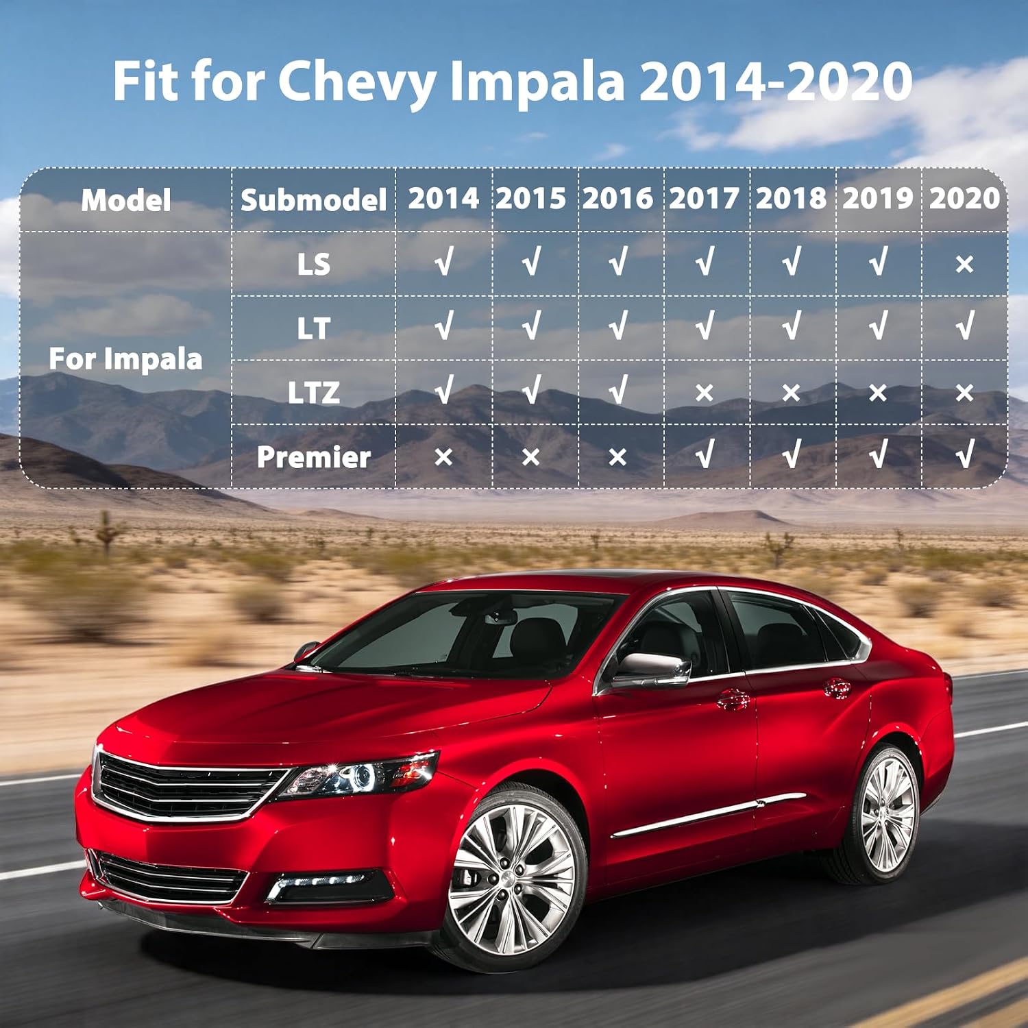 Floor Mats & Cargo Liner for Chevy Impala 2020 2019 2018 2017 2016 2015 2014, All Weather TPE Floor Liners Custom Fit Impala Heavy Duty Car Mats 1st & 2nd Row & Trunk Mat Accessories Black