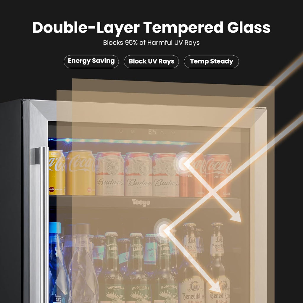 Yeego 48 inch Wine & Beverage Fridge Combo - Wine Cooler with Glass Doors, Hold 47 Bottles and 180 Cans, Built-in, Under Counter & Freestanding, Ideal for Bars, Offices, Restaurants