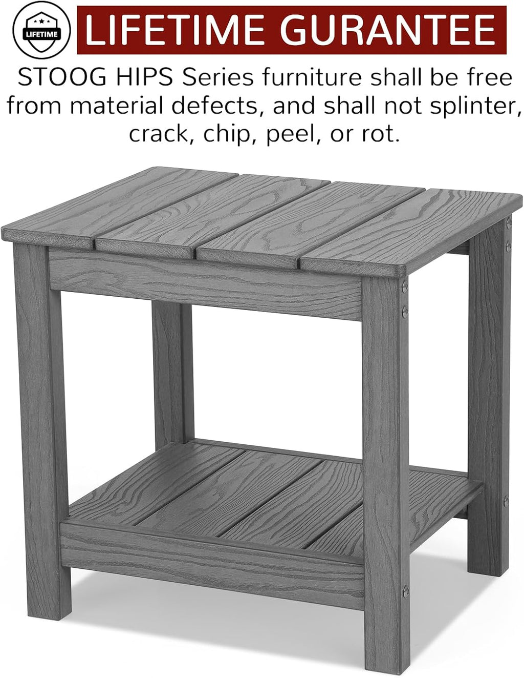 Stoog All-Weather Outdoor & Indoor Rocking Chairs Set of 2 with Table, 3 Piece Front Porch Rocker Set, 400Lbs Support Porch Rocker for Backyard, Lawn, Garden and Fire Pit, Grey
