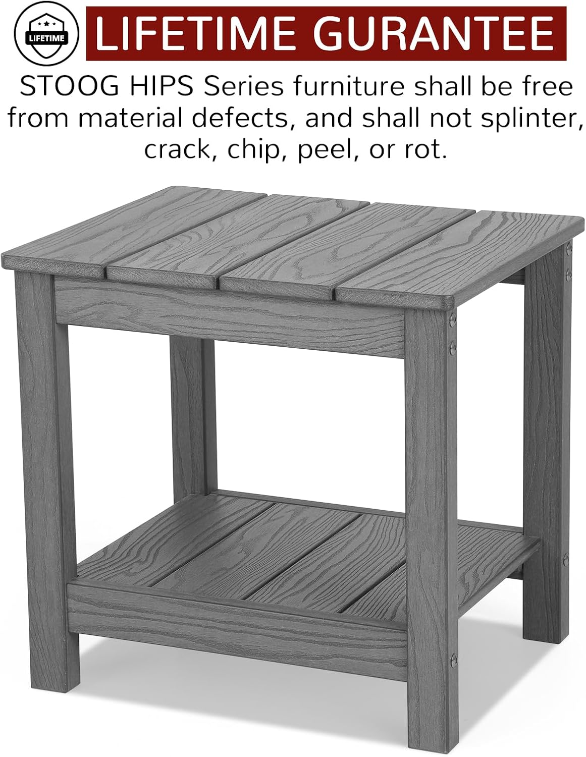 Stoog All-Weather Outdoor & Indoor Rocking Chairs Set of 2 with Table, 3 Piece Front Porch Rocker Set, 400Lbs Support Porch Rocker for Backyard, Lawn, Garden and Fire Pit, Grey