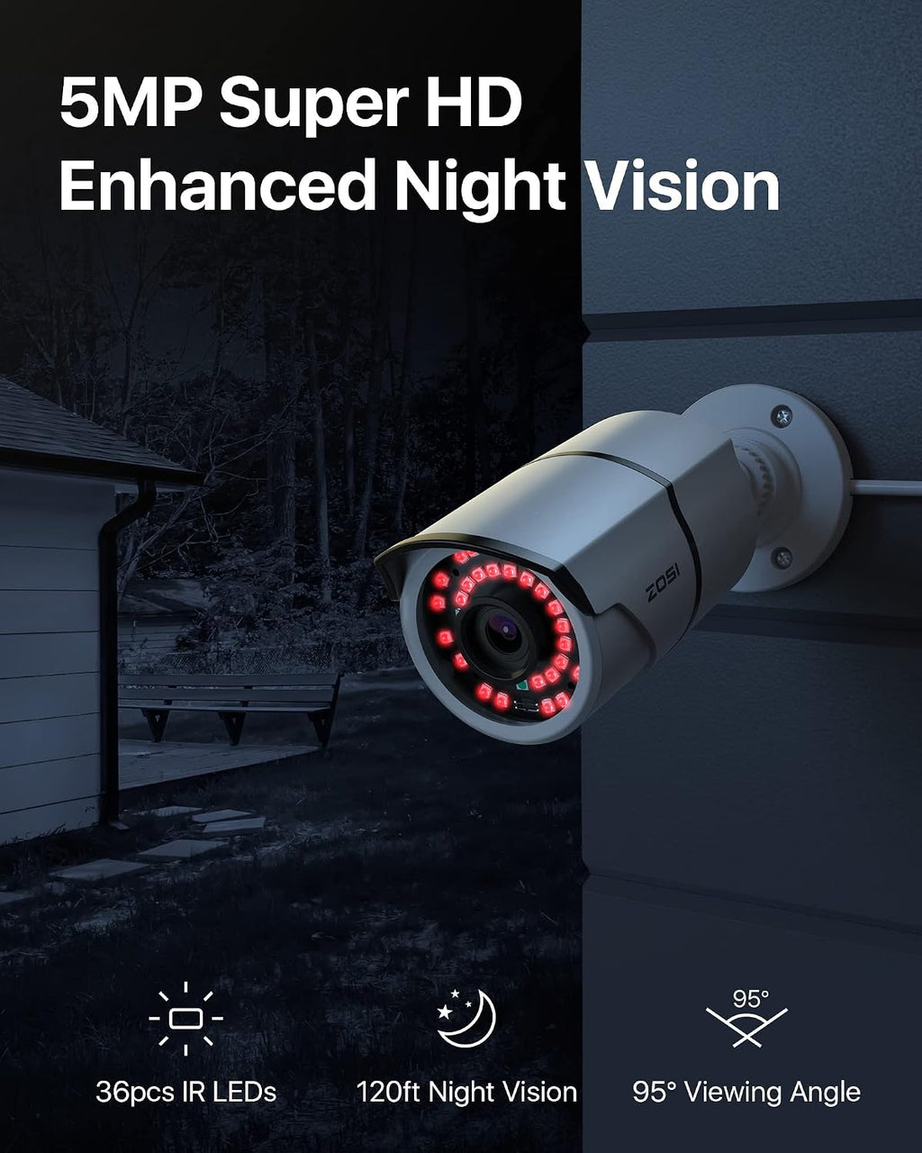 ZOSI 16Channel 4K PoE Home Security Cameras System,8MP 16CH H.265 CCTV NVR with Hard Drive 4TB and 16 x 5MP Surveillance PoE IP Cameras Indoor Outdoor,120ft Night Vision,Remote Access,24/7 Recording