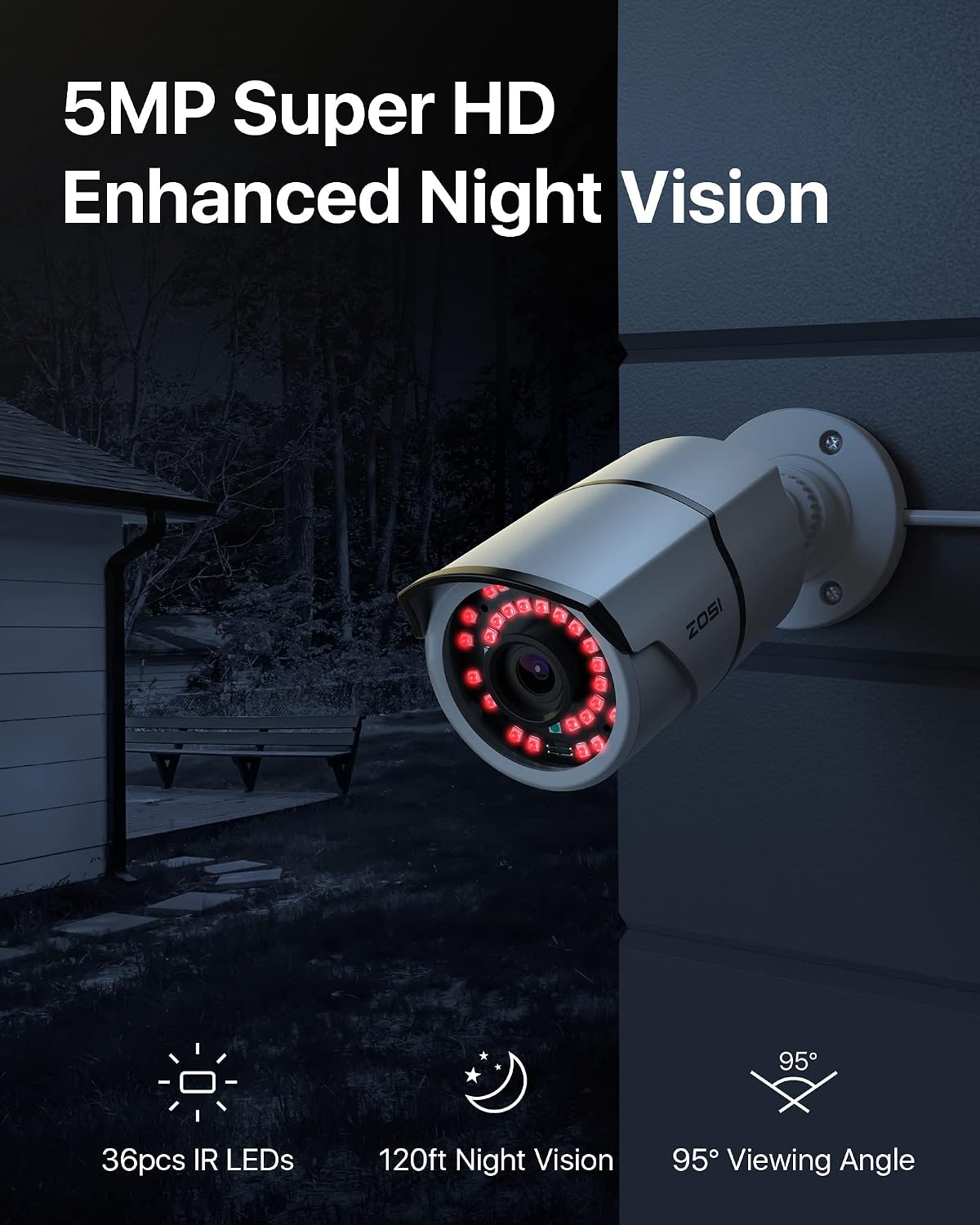 ZOSI 16Channel 4K PoE Home Security Cameras System,8MP 16CH H.265 CCTV NVR with Hard Drive 4TB and 16 x 5MP Surveillance PoE IP Cameras Indoor Outdoor,120ft Night Vision,Remote Access,24/7 Recording