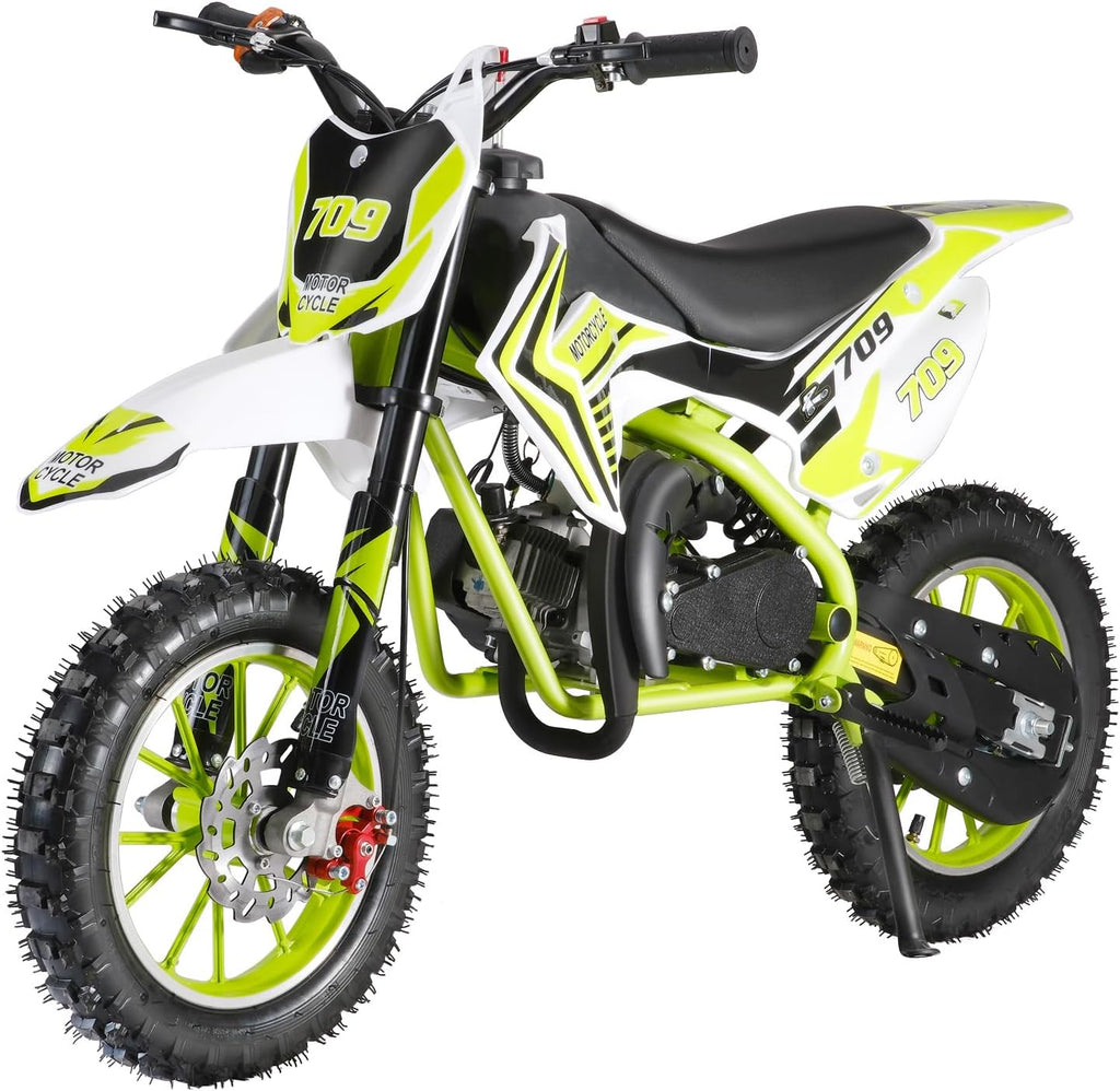 49cc 2-Stroke Kids Dirt Bike, Gas Power Motocross, Off Road Mini Motorcycle, Pocket Motorbike with Front Rear Disc Brakes, Racing Max Speed 30KM/H (Red)
