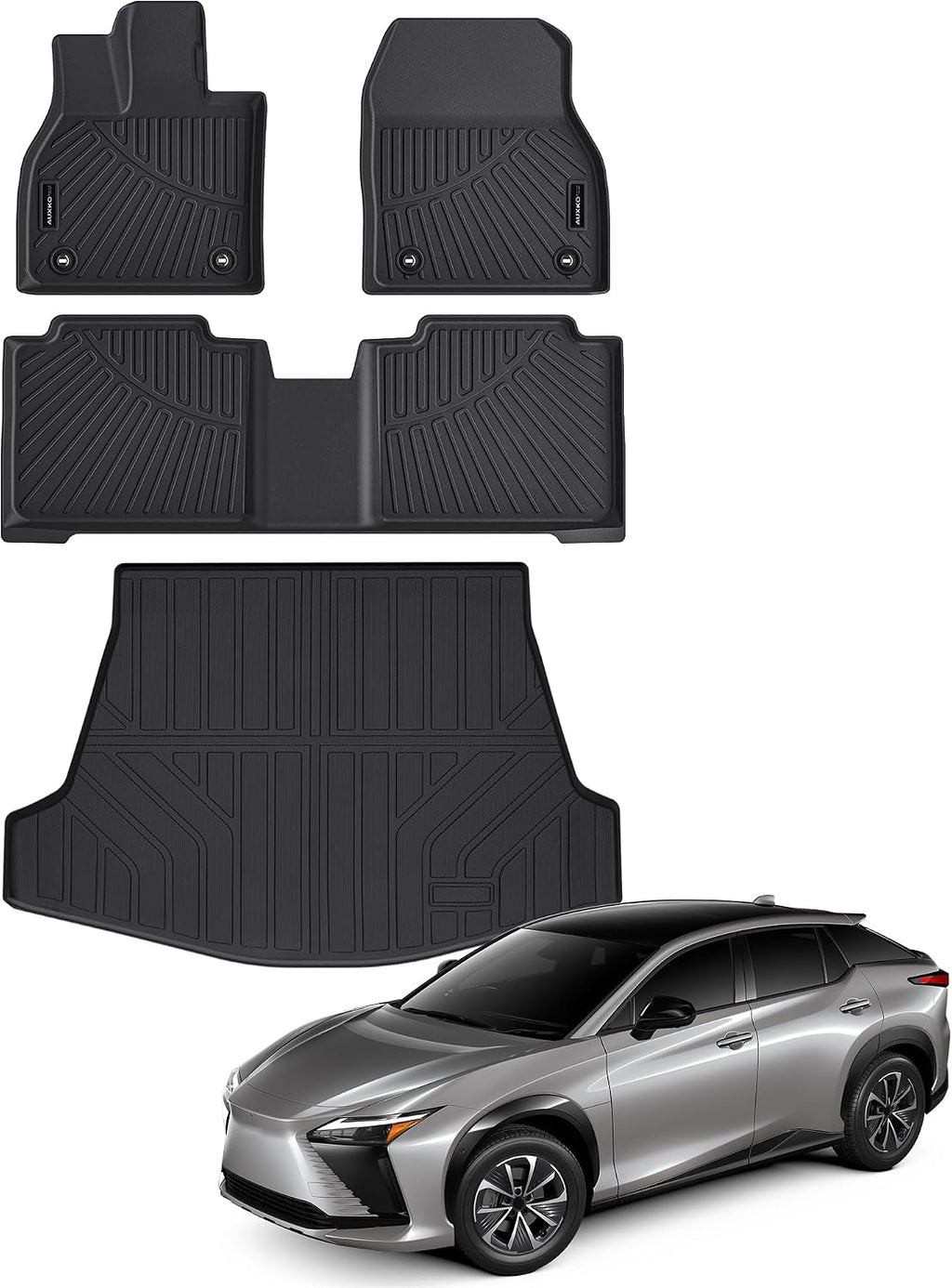 AUXKO- All Weather Floor Mat & Cargo Mat Fit for 2026-2023 Lexus RZ (Include 300e|450e|350e|450e|550e) 2023 2024 2025 TPE Rubber Liners RZ Accessories All Season Guard Odorless Anti-Slip Liner Black