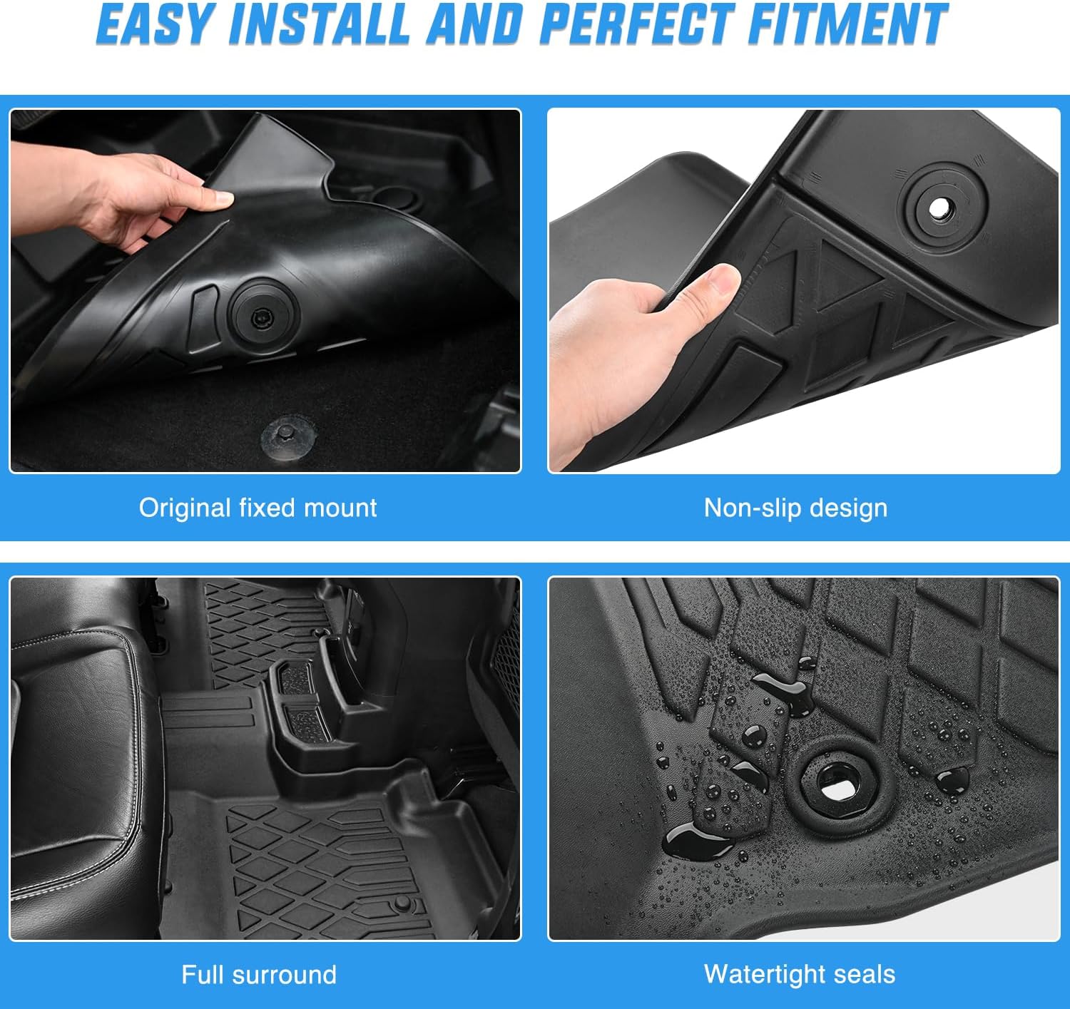 Nilight TPE Floor Mats for Ford Focus Hatchback Gasoline (No Subwoofer) 2012 2013 2014 2015 2016 2017 2018, All Weather Custom Fit Heavy Duty Floor Liners
