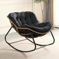 Outdoor Papasan Chair, Oversized Outdoor Rocking Chair with Thick Cushion, Indoor Egg Rocker Lounge Chair, Patio Chairs for Porch Garden Living Room Bedroom (Dark Gray)