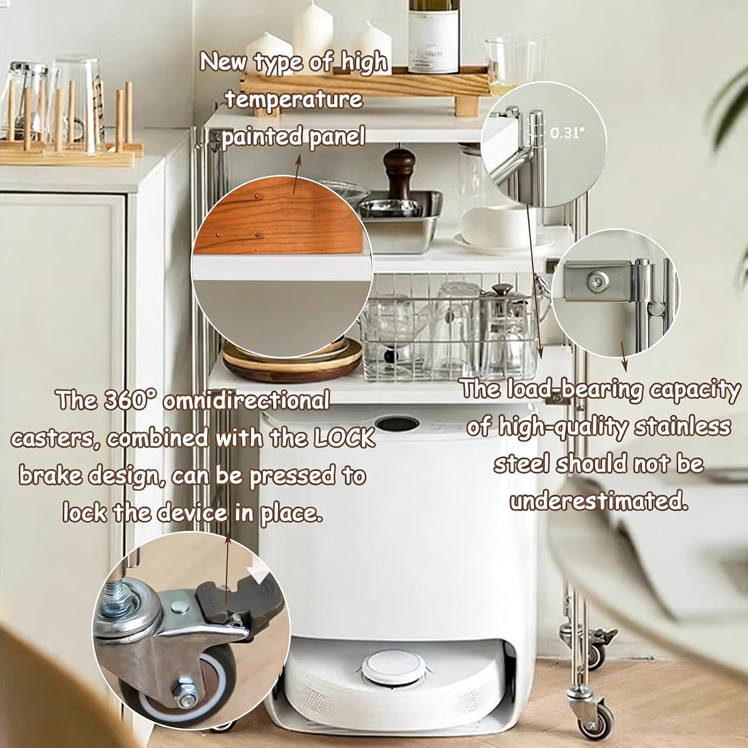 Self Emptying Robot Vacuum Cleaner Storage Cabinet with Doors Magnetic, Automated Robotic Concealment Unit Integrated Console Side Table for Living Room, Office, Home, and Kitchen wood 25*16.14*43.3