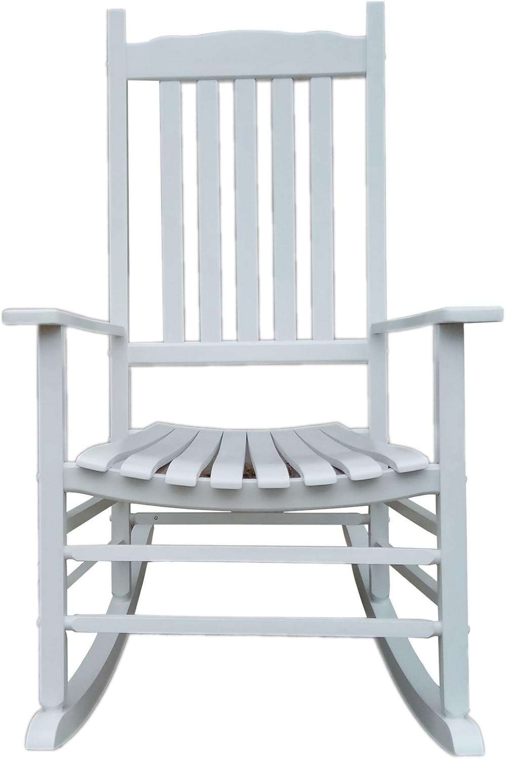 A001WT White Wood Porch Rocker/Outdoor Rocking Chair - Easy to Assemble - Comfortable Size - Outdoor or Indoor Use