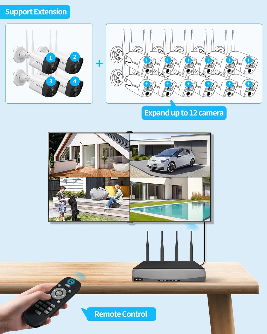 (2026 New) 5MP Wireless Security Camera System, 10CH NVR with 4 Outdoor WiFi Cameras & 4TB HDD, Dual Band 2.4/5.8GHz, 55% Longer Range, 130° Wide Angle, 2-Way Audio, No Monthly Fee