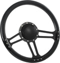 14'' Billet Half Wrap 9 Bolts Steering Wheel with 2'' Dish and Horn Button(Carbon Vinyl)