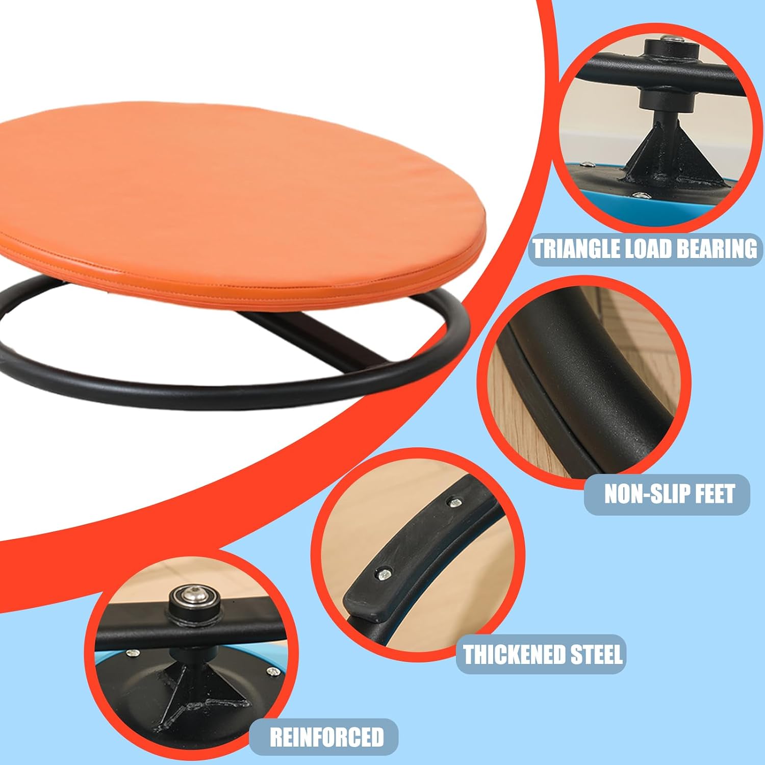 Spinning Chair for Kids Sensory,Handiwork Soft Seat Cushions Installation-Free Swivel Chair for Kids Body Sensory Training Autism Kids Swivel Chair Sit and Spin,Comfortable to Sit