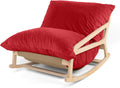 Pillow Saxx Bean Bag Rocking Chair - Elegant Oversized Rocker with Modern Wood Frame, Lush Velvet Merlot