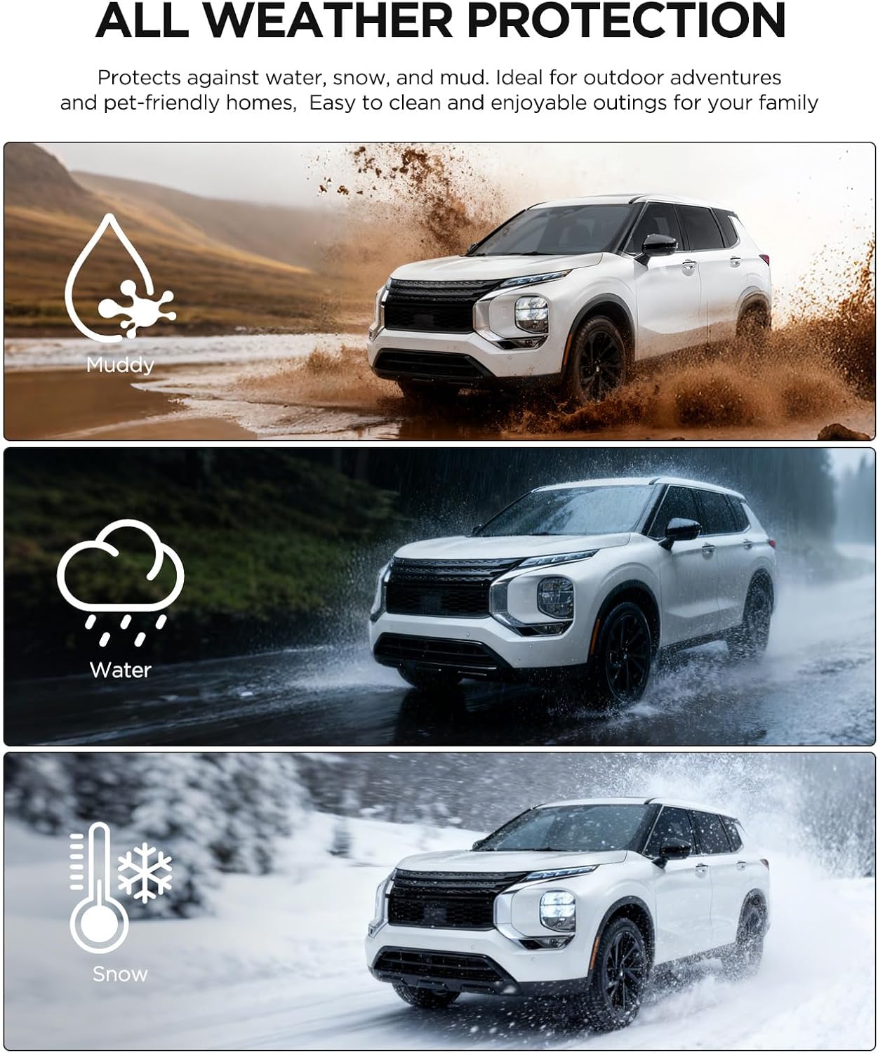for Mitsubishi Outlander 2022-2025 2026 Floor Mats Cargo Liner (Not Fit PHEV ＆ Sport Models) Trunk Carpet All Weather Heavy Duty TPE Rubber Waterproof Tech Mats for Mitsubishi Outlander 2023 2024