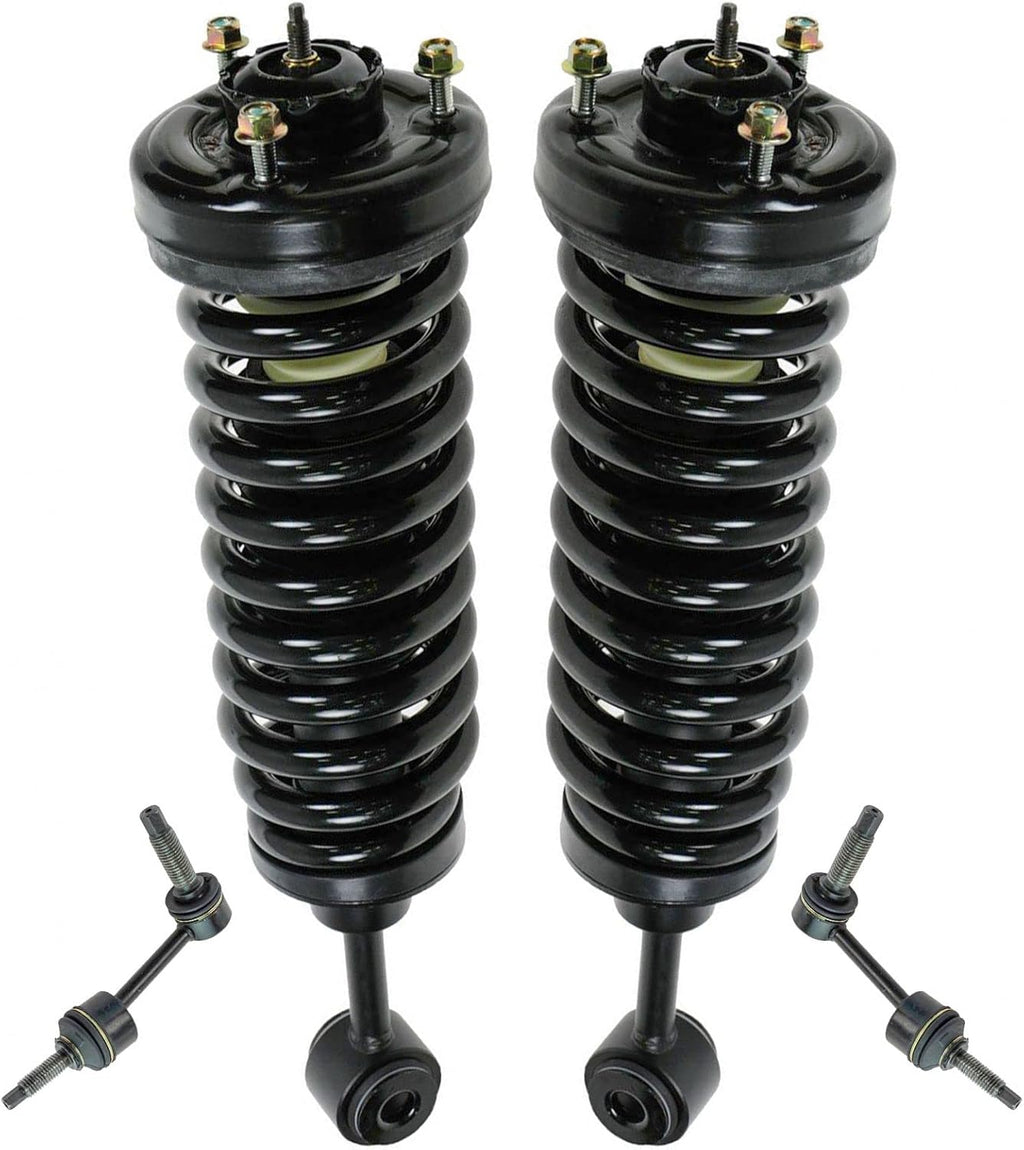 TRQ Front Suspension Kit Shock & Spring Strut Assembly Sway Bar Stabilizer Link Compatible with 2005-2006 Ford Expedition Lincoln Navigator