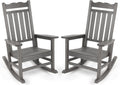 Stoog Outdoor & Indoor Rocking Chairs Set of 2, All-Weather Porch Rocker with High Back, 400 lbs Support Front Porch Rocker Chairs, Easy to Maintain, Grey