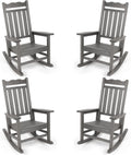 Stoog Patio Rocking Chairs Set of 4, All-Weather HIPS Outdoor Rocking Chair, Rocking Chairs for Outside, Porch, Backyard, Lawn, Garden and Indoor, Grey