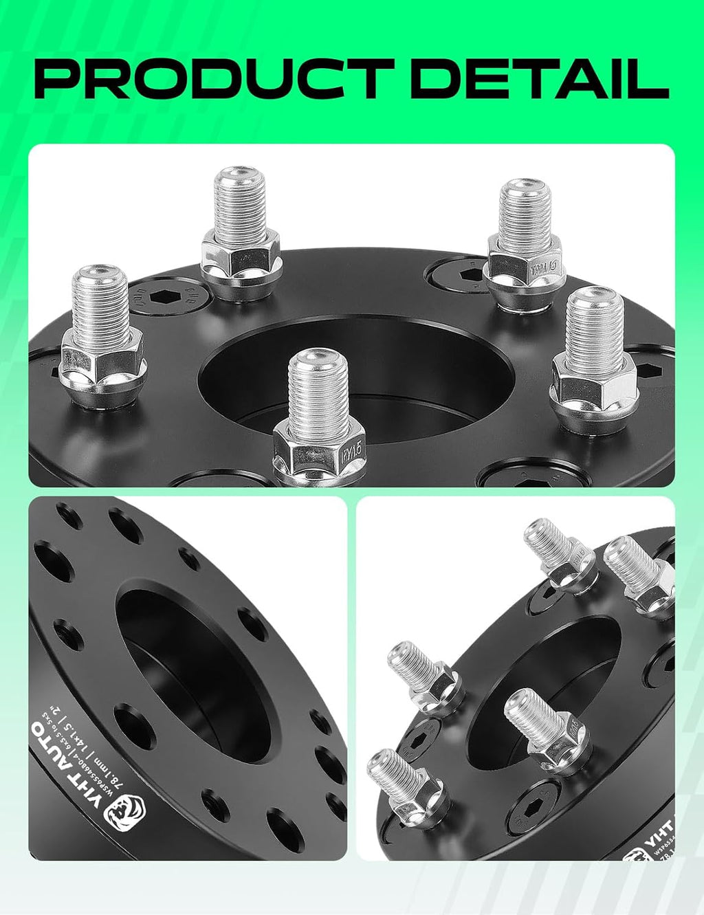 YHTAUTO 6x5.5 to 5x5 Wheel Adapters 2' Compatible with Cadillac Chevrolet GMC Models: Silverado Sierra Tahoe, Tire Spacers w/M14x1.5' & 12.9 Grade Studs, 78.1mm Center Bore 4PCS Black