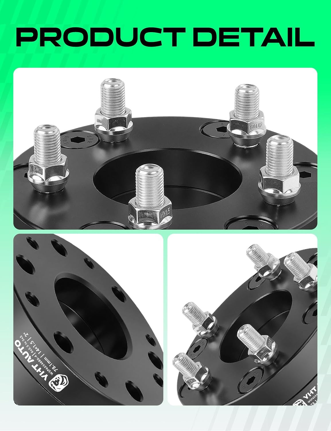 YHTAUTO 6x5.5 to 5x5 Wheel Adapters 2' Compatible with Cadillac Chevrolet GMC Models: Silverado Sierra Tahoe, Tire Spacers w/M14x1.5' & 12.9 Grade Studs, 78.1mm Center Bore 4PCS Black