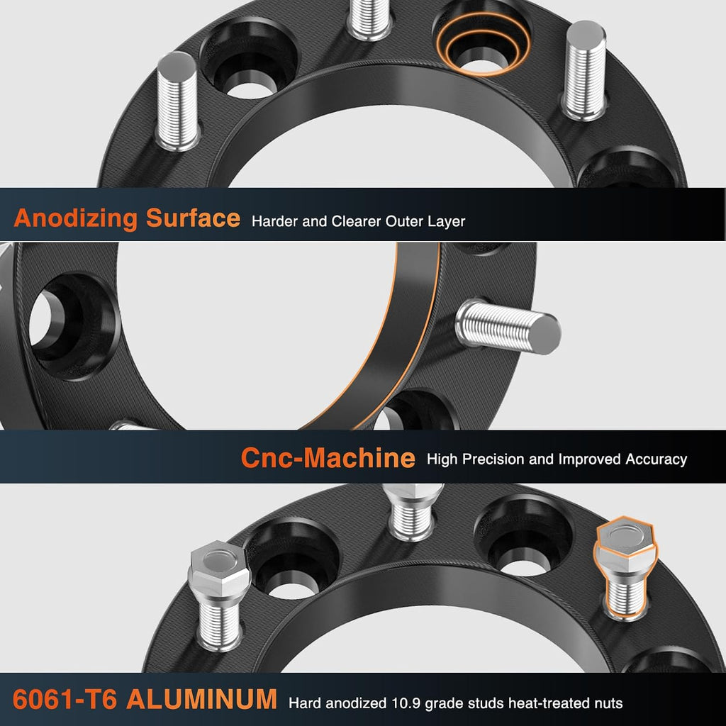 Nilight 6x5.5 Wheel Spacers for Ram 1500 2019 2020 2021 2022 2023 2024,1.5 inch Wheel Spacers with 77.8mm Hub Bore M14x1.5 Studs-4 PCS
