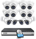 ZOSI 4K 16CH PoE Home Security Camera System,12pcs 5MP Outdoor Indoor Bullet Dome PoE IP Cameras, H.265+ 8MP 16 Channel NVR Recorder with 4TB HDD, Night Vision, Remote Access, for 24/7 Recording