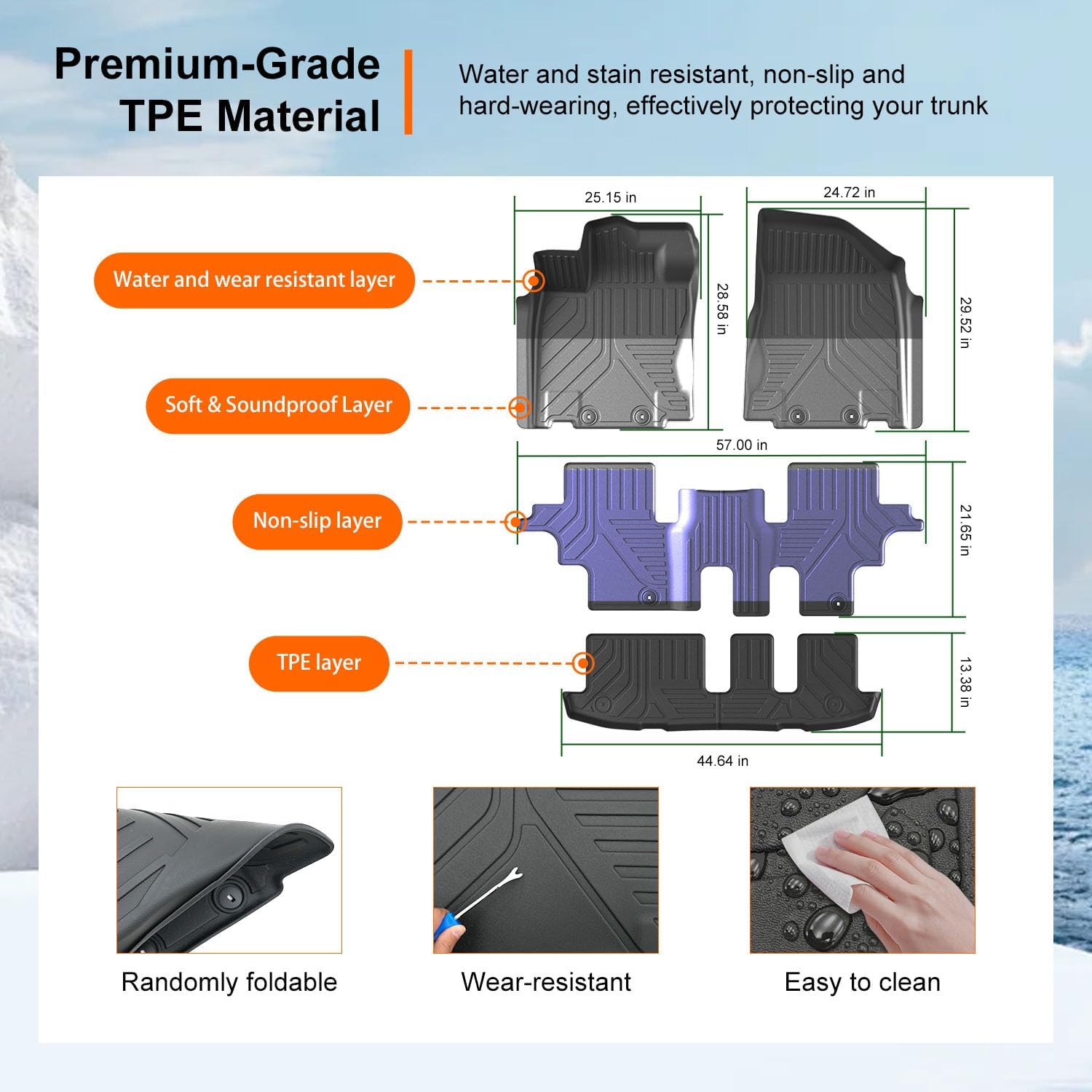 powoq 7 Seats Floor Mats Compatible with 2013-2020 Nissan Pathfinder Cargo Mat 13 Infiniti JX35 Floor Liner 14-20 Infiniti QX60 TPE Cargo Liner Replacement for 2013-2020 Pathfinder Accessories