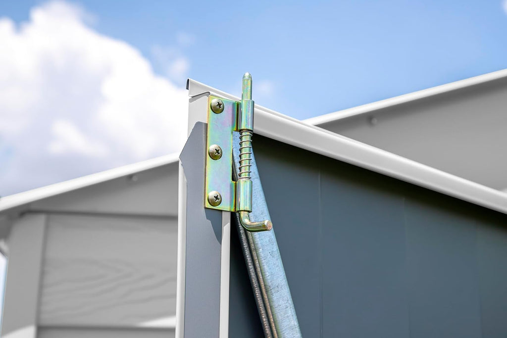 Arrow Select 10' x 8' Outdoor Lockable Steel Storage Shed Building, Flute Grey