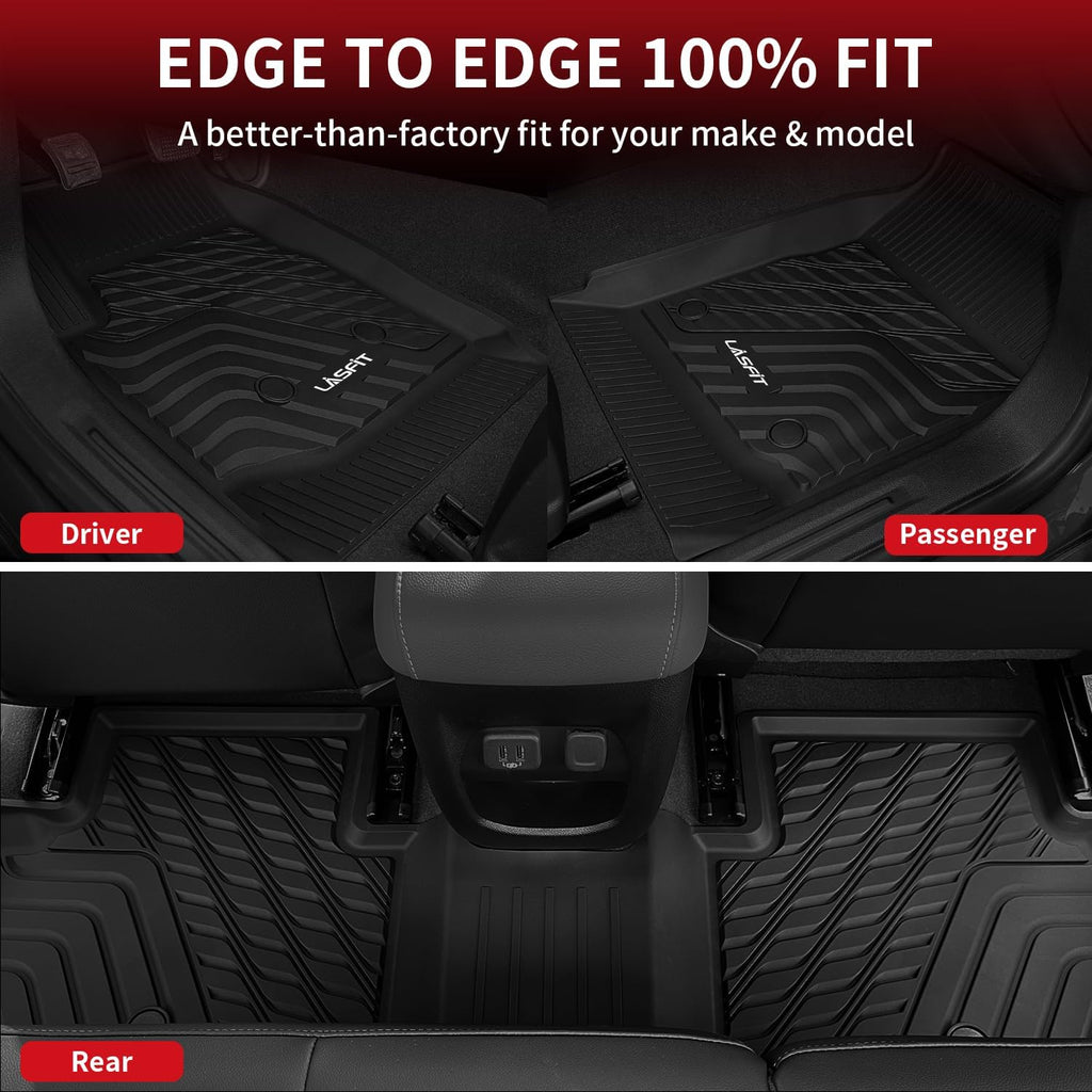 LASFIT Floor Mats for Chevrolet Chevy Colorado/GMC Canyon 2015-2022 (Only Crew Cab), All Weather TPE Custom Fit Automotive Floor Mats for Cars, 1st and 2nd Row Car Floor Mats Full Set, 3 PCS, Black