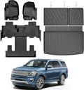 TTX LIGHTING Floor Mats & Cargo Liner & Backrest Mat for Ford Expedition Max 2018-2024 with 2nd Row Bucket Seat - 1st & 2nd & 3rd Row Floor Liner All Weather Protection Car Accessories (Only for Max)