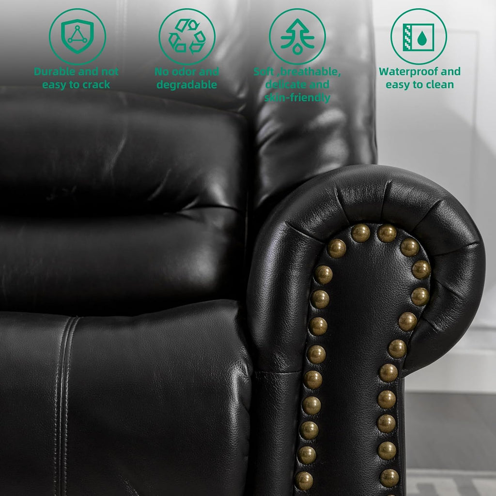 VIVIJASON Massage Swivel Rocker Recliner Chair with Heat & Vibration, 360° Swivel Manual Glider Rocking Reclining Chair with Remote Control, Side Pockets & USB Ports for Living Room, Black