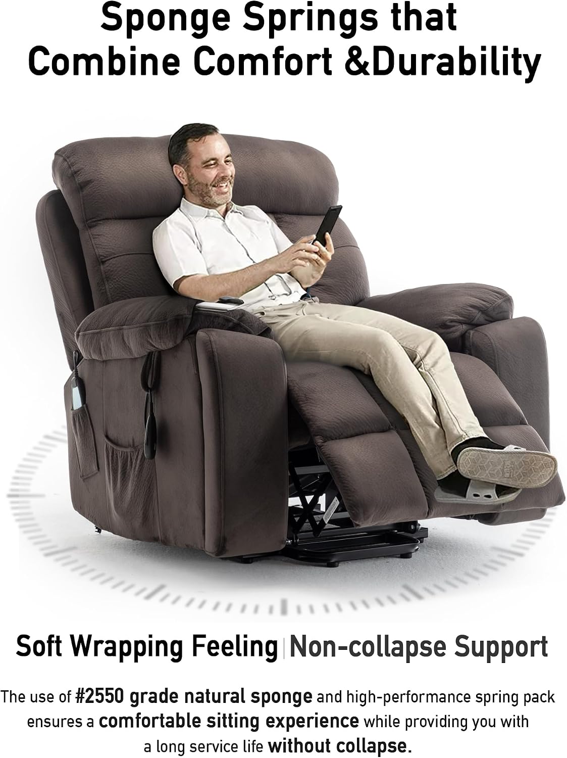 Large Power Lift Chairs Recliners for Elderly with Heated and Massage, Lazy Boy Recliner Chair with 26in Extra Wide Seat, Hidden Cup Holder, Side Pocket