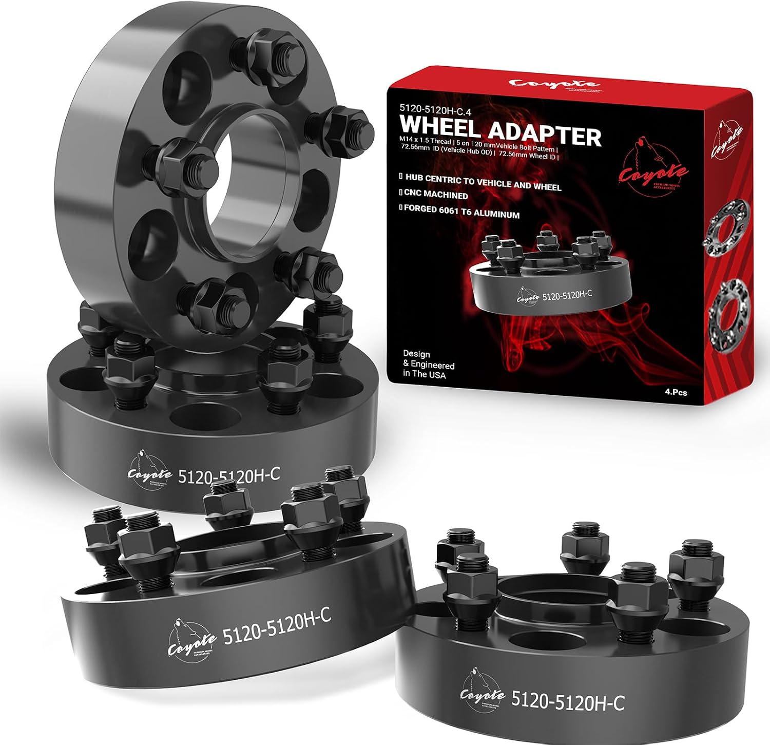 Wheel Accessories Parts 4 Pcs Hub Centric Wheel Spacers 5 on 120mm 5x120mm 1.50 Inch Thick 72.56mm Hub M14x1.5 14x1.5 Thread Stud Fits Land Rover Range Rover Sport Range Rover Discovery Defender 110