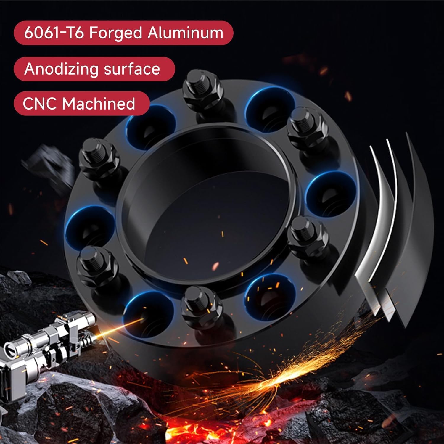 UIU 8X6.69 Wheel Spacers Forged 2'(50.8mm) 8x170mm to 8x170mm Thread Pitch M14x1.5 Hub Bore 125mm Set of 2 Adapters for Ford F-350 5.4L 2003-2009，F-350 6.2L 2011-2016，F-250 4.6L 2003-2009
