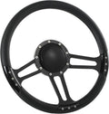 14'' Billet Half Wrap 9 Bolts Steering Wheel with 2'' Dish and Horn Button(Black)