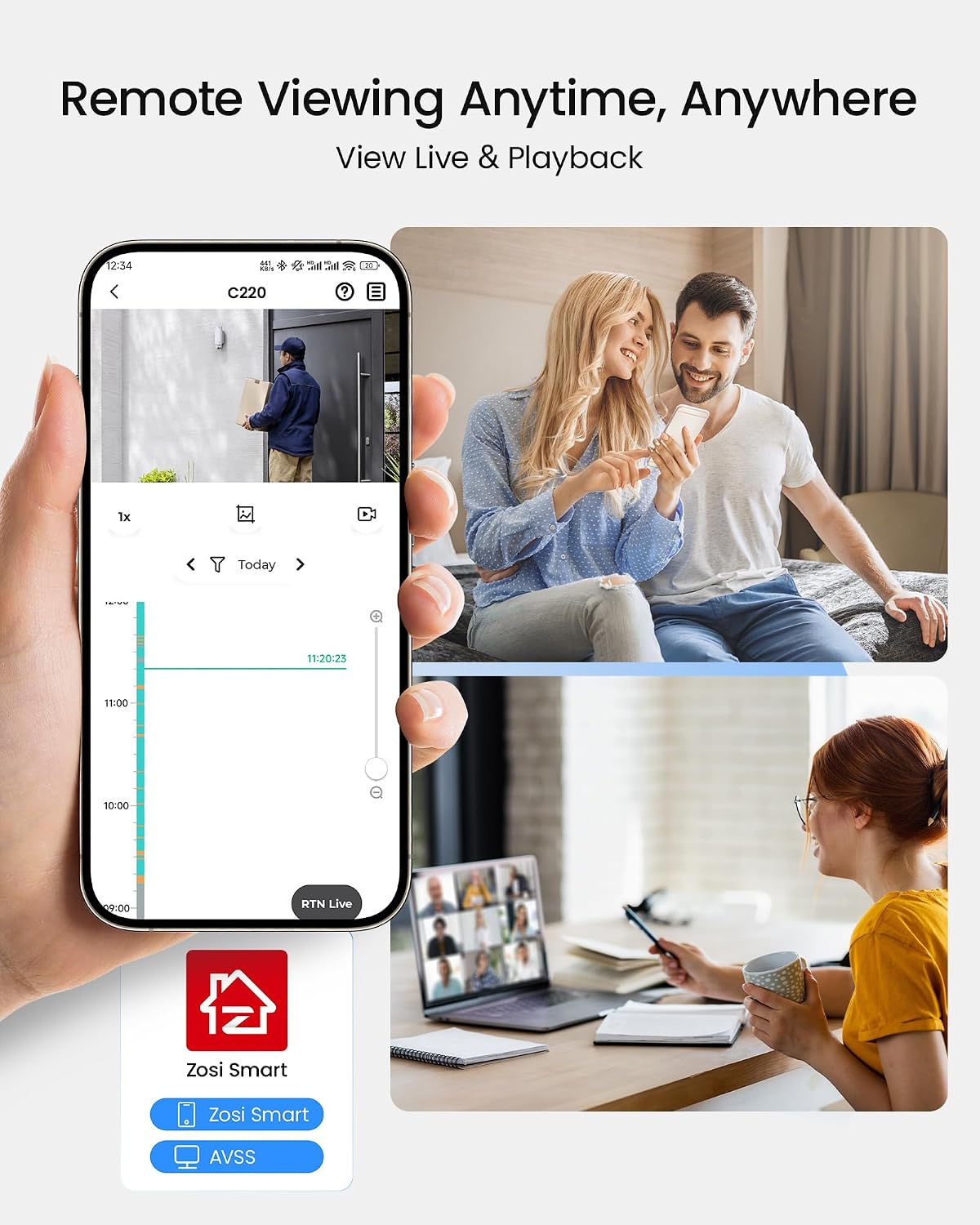 ZOSI C220 16CH 4K PoE Home Security Camera System, 16CH 8MP 4K NVR with 4TB HDD for 24/7 Record, 8 x 4MP(1440p) QHD 2.5K Dome IP Cameras Outdoor Indoor, Smart AI Human Detection, Two-Way Audio