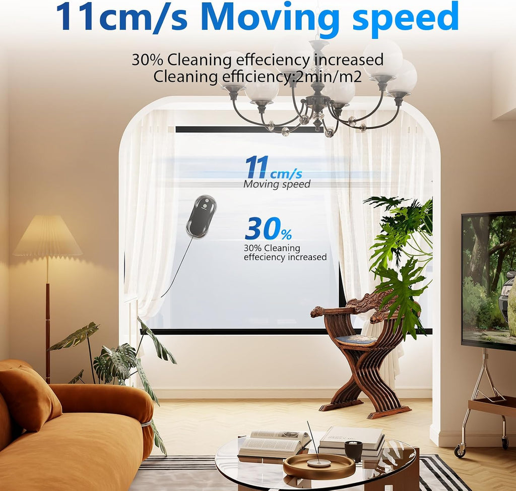 Tosima W5 Window Cleaning Robot, Dual Direction Auto-Spray Smart Window Cleaner with Triple Safety System, Smart Navigation, Remote Control, for All Smooth Surfaces, with 8 Rags, Black Robotic Vacuums