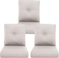 Outdoor Chair Cushions 3 Packs - Outside High Back Thick Water-Resistant Cushion 22x24 with Zipper Cover for Patio Glider Rocking Chairs Loveseat Couch – Beige/Buckle