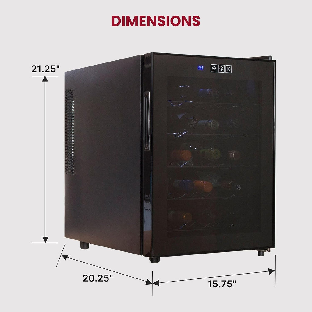 Koolatron 20 Bottle Wine Fridge – Freestanding Wine Cooler with Glass Door, 1.7 Cu Ft (48L), Beverage Can Refrigerator, Digital Temperature Control, Ideal for White, Red & Sparkling Wine, Champagne