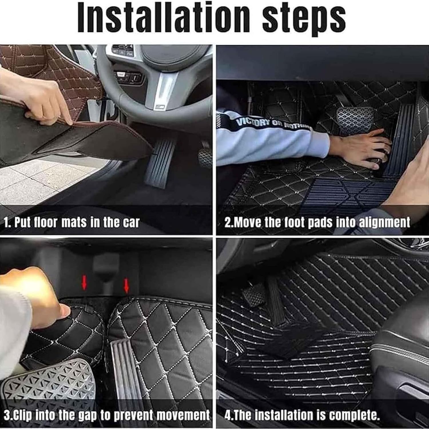 Custom All-Weather Car Floor Mats for BMW X5 E70 5seat 2008-2013, Waterproof Anti-Slip Leather Mats Full Coverage 3D Design Cargo Liners Accessories, Black-Red
