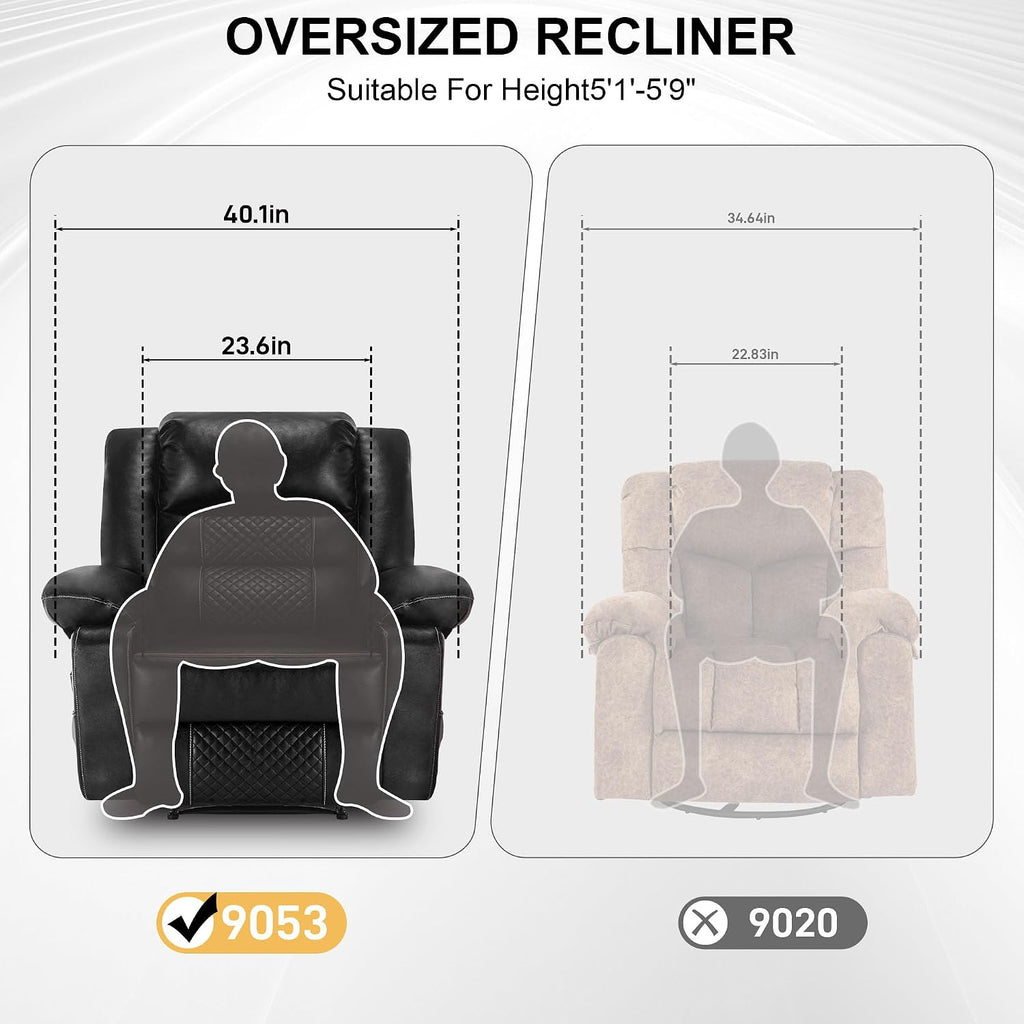 Massage Chair Recliner with Heat,Comfotable Lazy Boy Recliner Chair with 2 Side Pockets,Manual Recliners Chairs for Adults,Oversized Recliners Chairs for Big and Tall Man,Heavy Duty,PU Leather(Back)