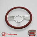 14'' Billet Half Wrap 9 Bolts Steering Wheel with 2'' Dish and Horn Button(Burgundy)