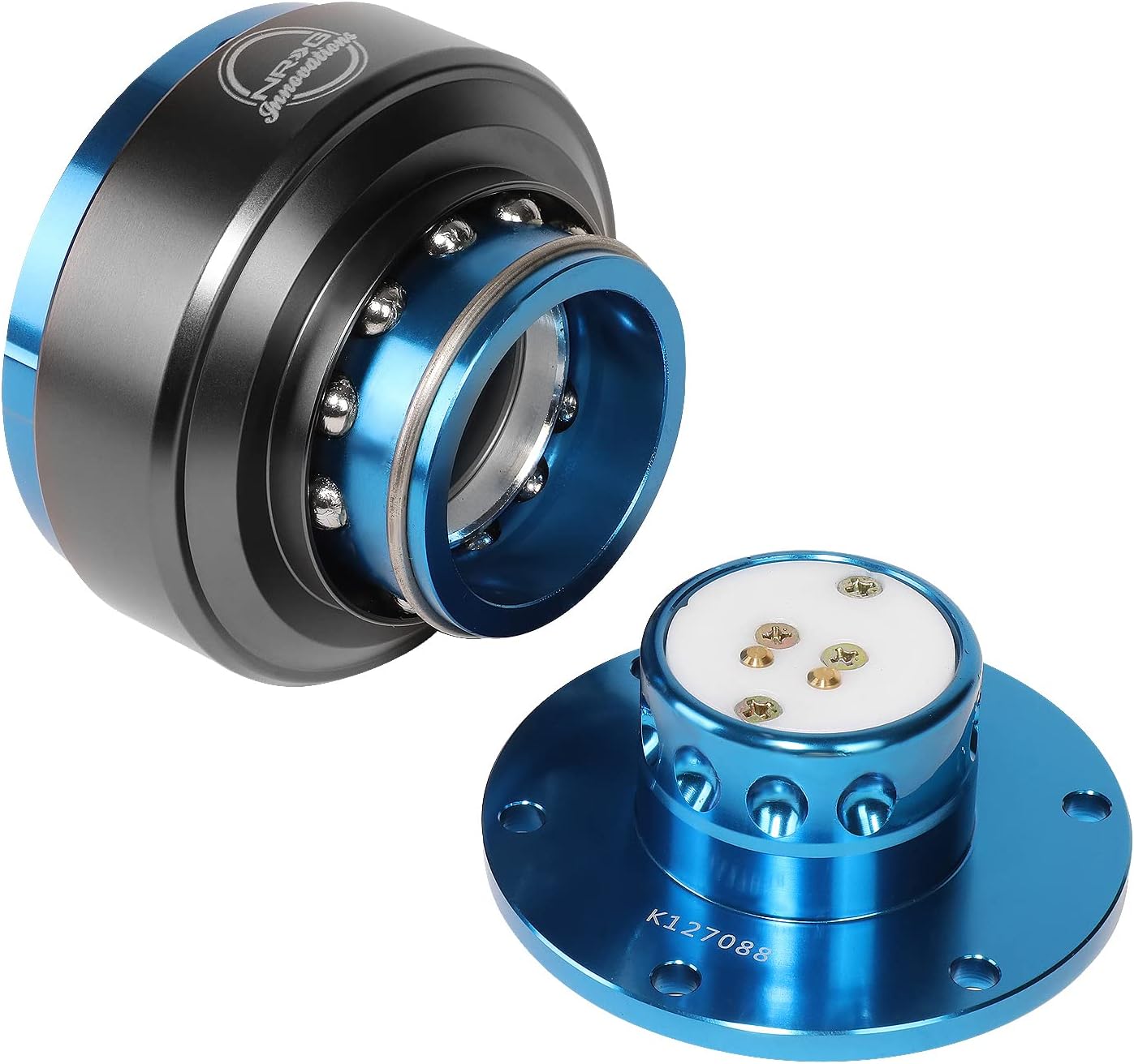 NRG Innovations-TI Full T-6061 Aluminum Steering Wheel 6-bolt Hub Gen 2.0 Quick Release Adaptor Kit Blue, NRG-SRK-200BL