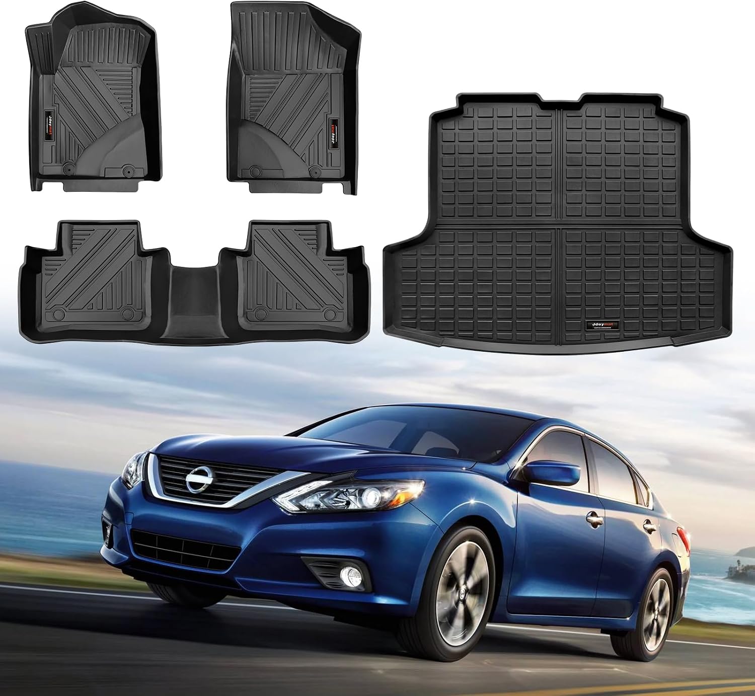 for 2013-2018 Nissan Altima Floor Mats and Cargo Trunk Liner Set All Weather TPE Rubber Mat Accessories (for 13-18 Nissan Altima)