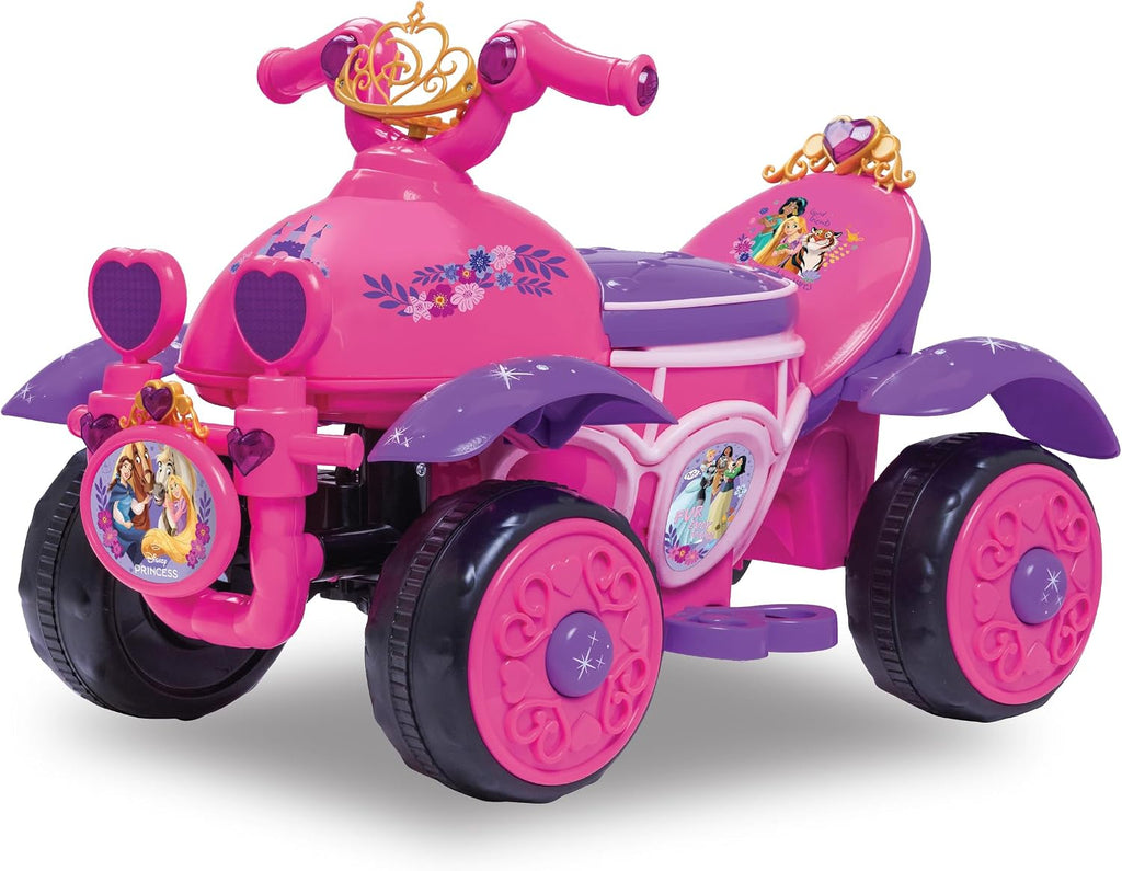 Kid Trax Toddler Disney Princess Electric Quad Ride On Toy, Kids 1.5-3 Years Old, 6 Volt Battery and Charger Included, Max Weight 45 lbs, Princess Pink