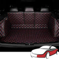 Trunk Liner Cargo Mats Custom for mini 4-Door 2014-2019 2020 2021 2022 2023 Upper Floor, Car Trunk Mats Full Coverage Waterproof Luxury Leather Durable Car Accessories,Black-Red